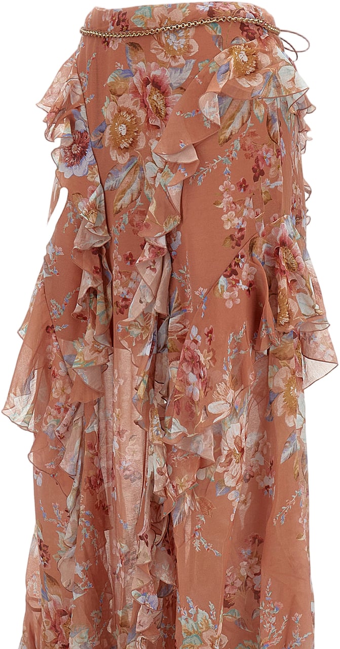 Zimmermann Cascading Ruffle Brown Maxi Skirt Neutraal