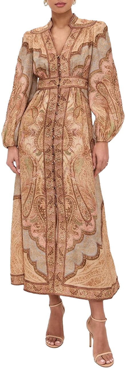 Zimmermann Wanderlust Plunge Midi Dress Divers