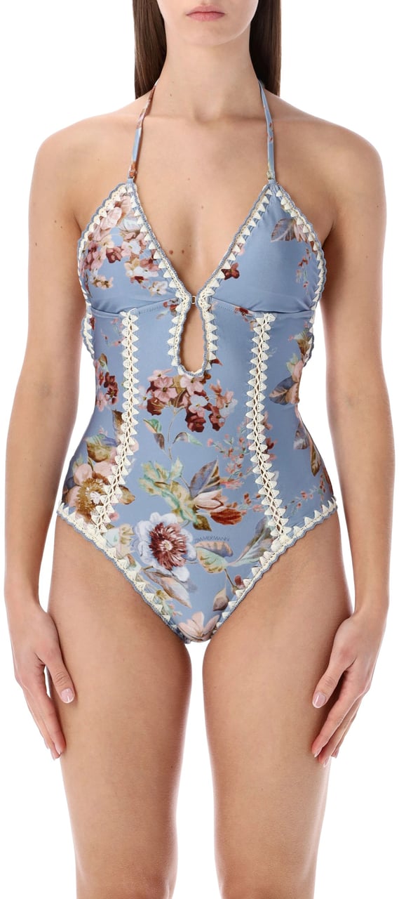 Zimmermann Zimmermann Chambray crochet one-piece swimsuit Blauw