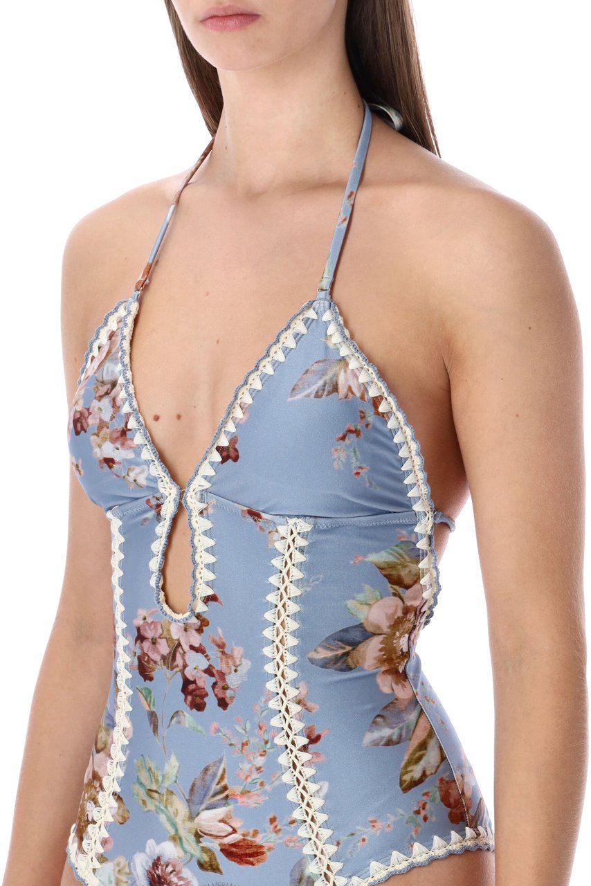 Zimmermann Zimmermann Chambray crochet one-piece swimsuit Blauw