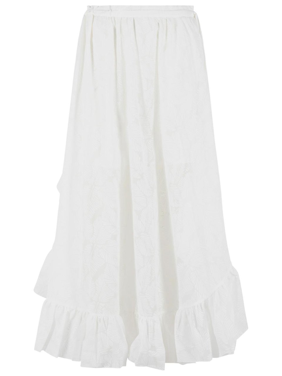 Zimmermann 'Daylight' Long Skirt In White Cotton Blend Wit