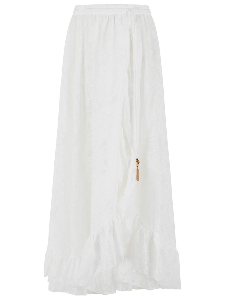 Zimmermann 'Daylight' Long Skirt In White Cotton Blend Wit