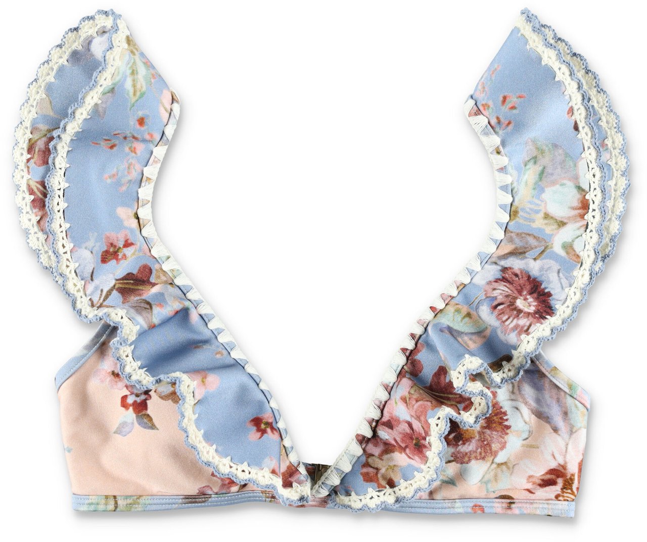 Zimmermann Bikini Top Chambray Blue Floral Blauw