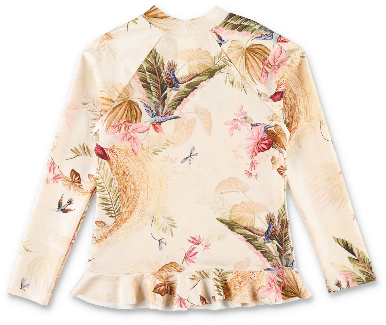 Zimmermann Rhiannon T/L Frill Cream Palm Floral Divers