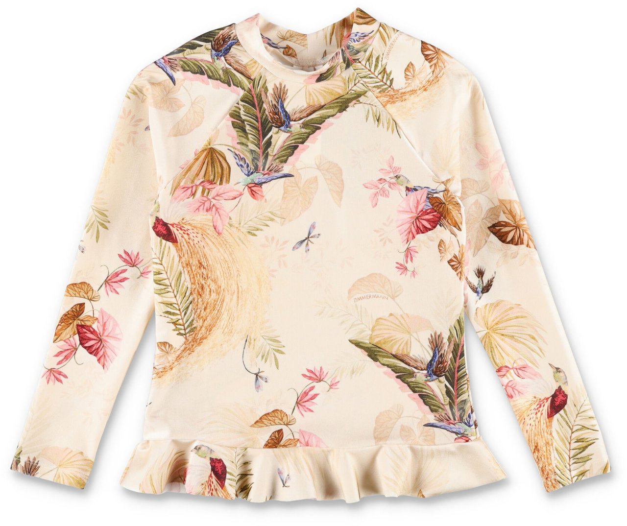 Zimmermann Rhiannon T/L Frill Cream Palm Floral Divers