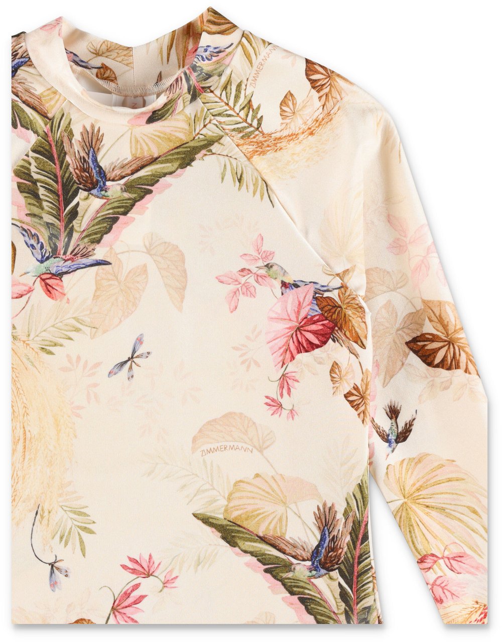 Zimmermann Rhiannon T/L Frill Cream Palm Floral Divers
