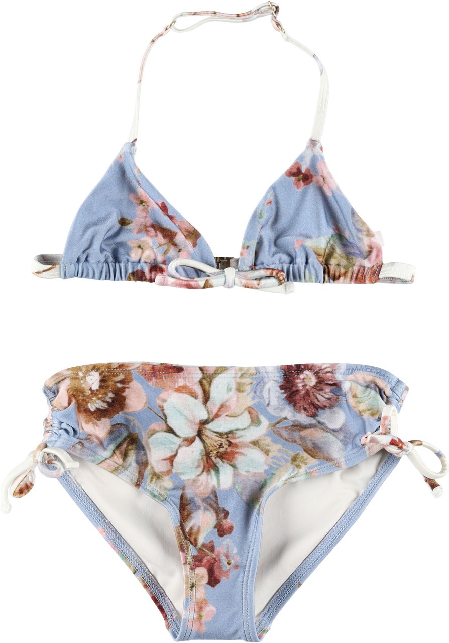Zimmermann Triangle Bikini Denim Floral Lichtblauw