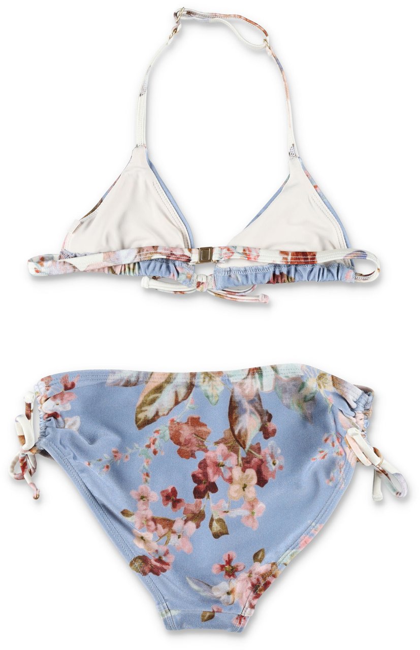 Zimmermann Triangle Bikini Denim Floral Lichtblauw