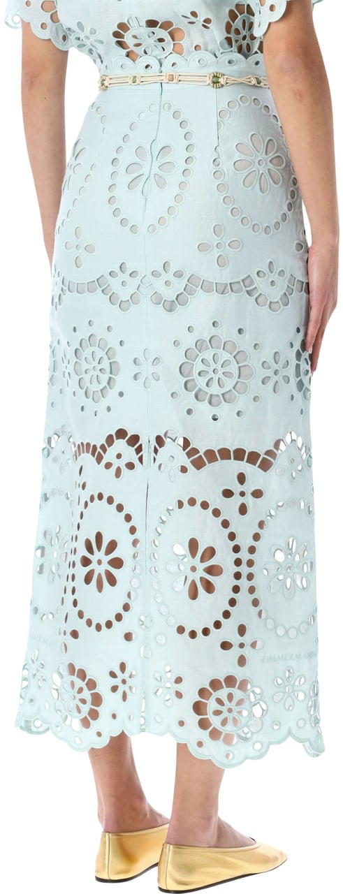 Zimmermann Midi Skirt Sangallo Verde Groen
