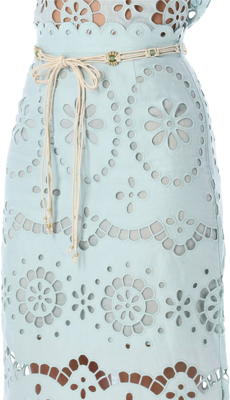 Zimmermann Midi Skirt Sangallo Verde Groen