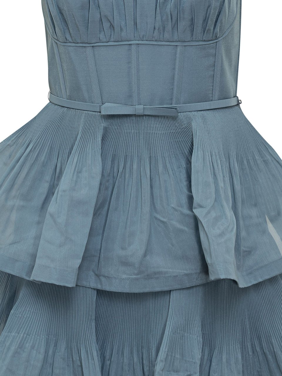 Zimmermann Abito Midi Con Balze E Spalline Sottili Navy