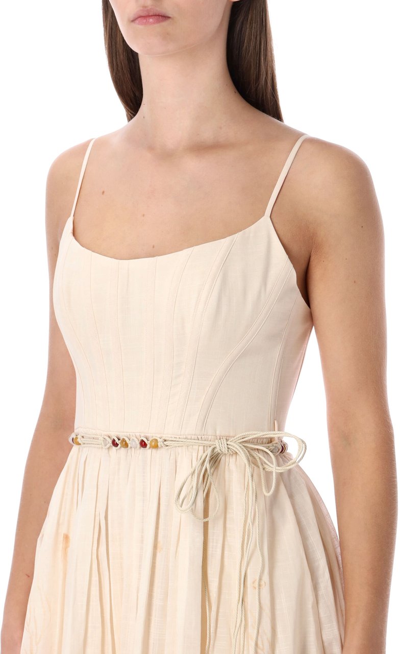 Zimmermann Wanderlust Corset Midi Dress Coral Toile Oranje