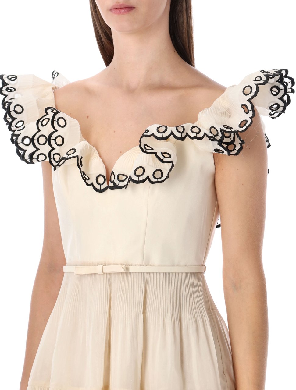 Zimmermann Zimmermann embroidered frilled mini dress Beige