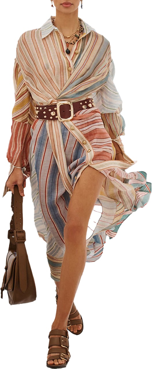 Zimmermann Rebellion Striped Midi Dress Divers