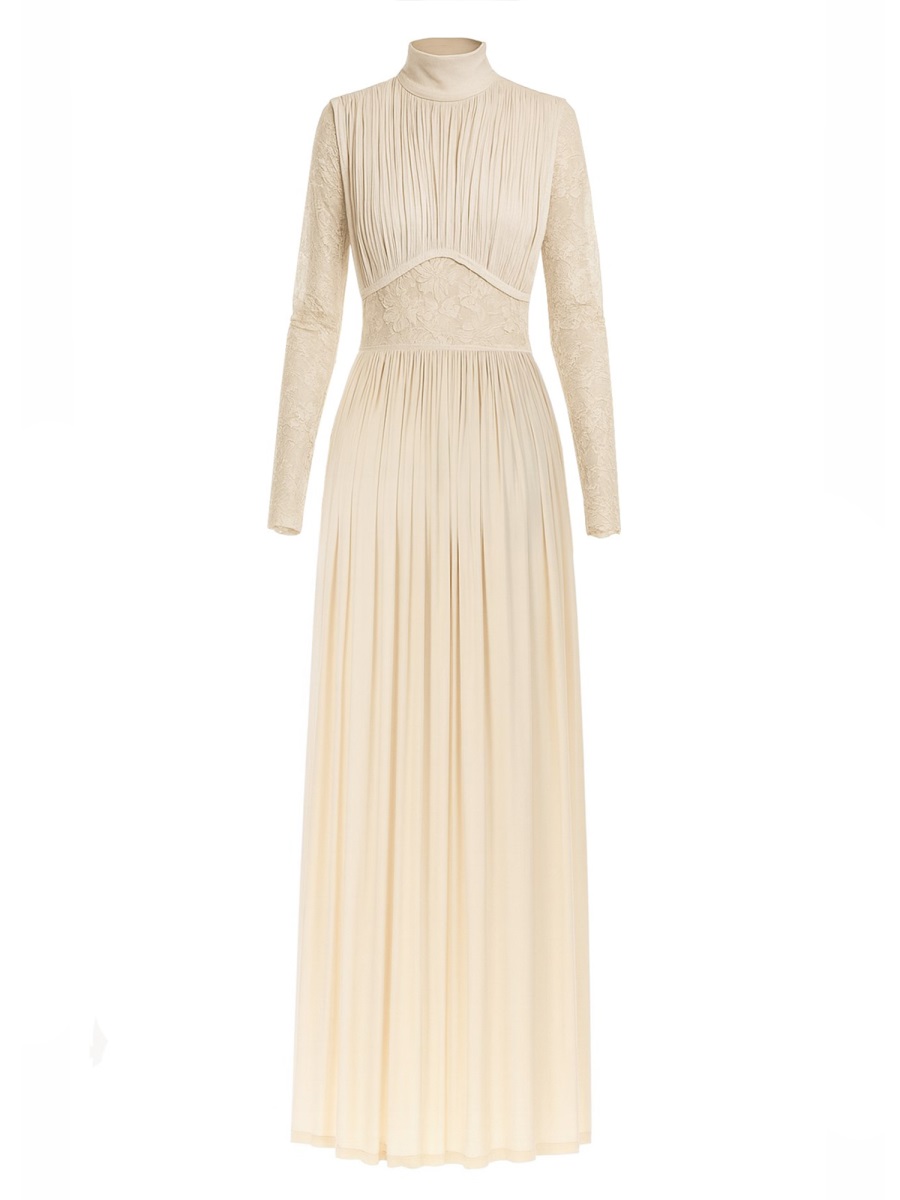 Zimmermann Ivory Rebellion Lace Pleated Maxi Dress Neutraal