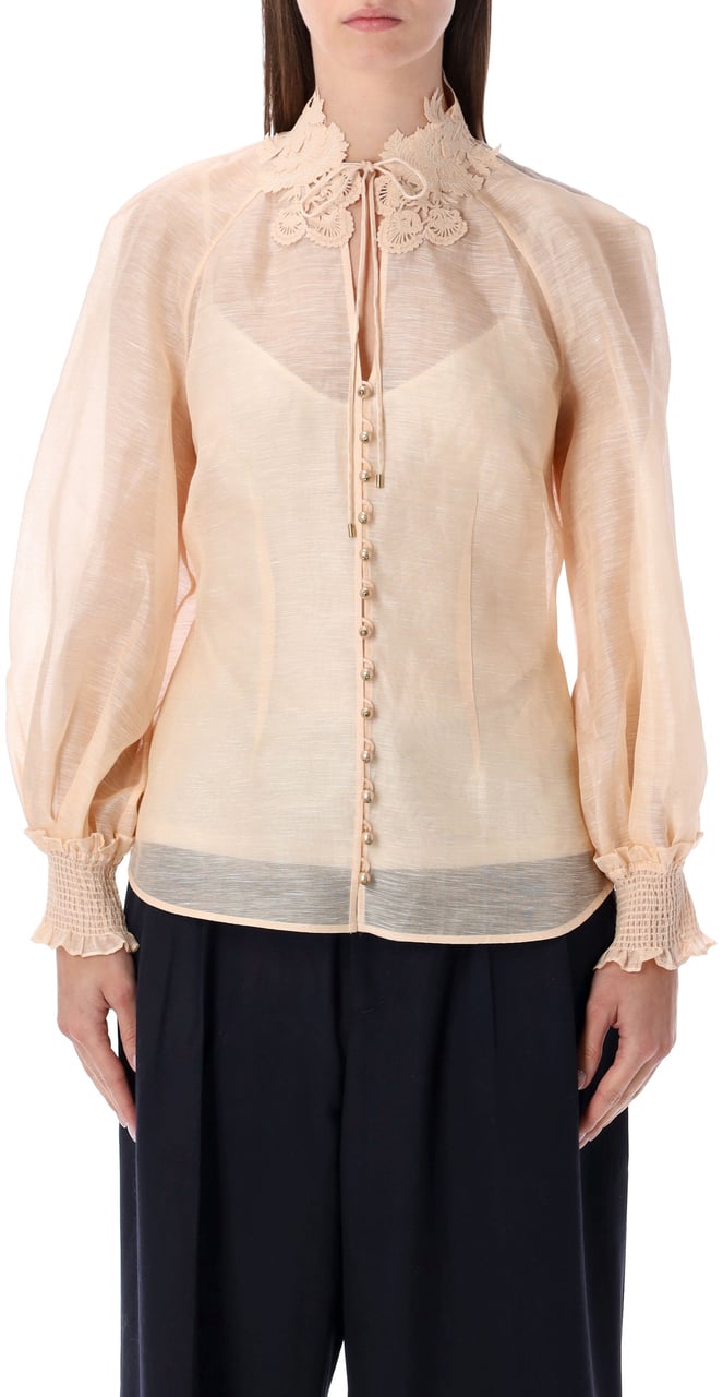 Zimmermann Rebellion Collar Blouse Peach Roze
