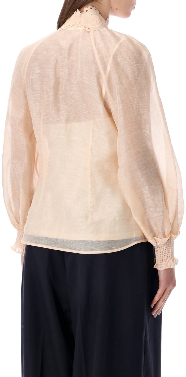 Zimmermann Rebellion Collar Blouse Peach Roze