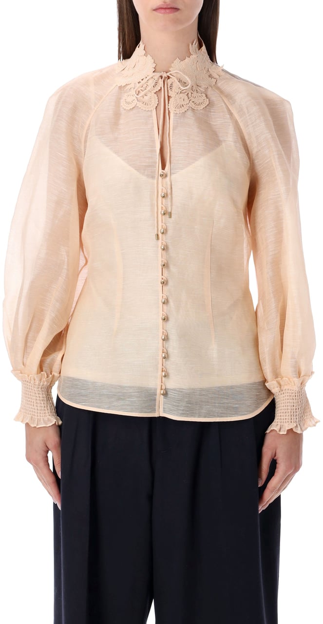Zimmermann Rebellion Collar Blouse Peach Oranje