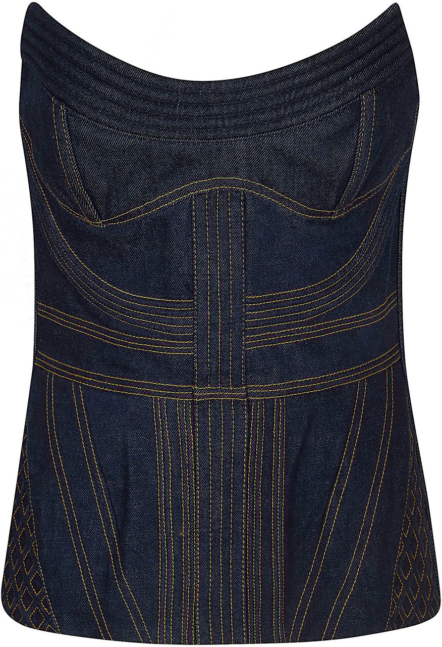 Zimmermann ZIMMERMANN Rebellion Corded Denim Corset Lichtblauw