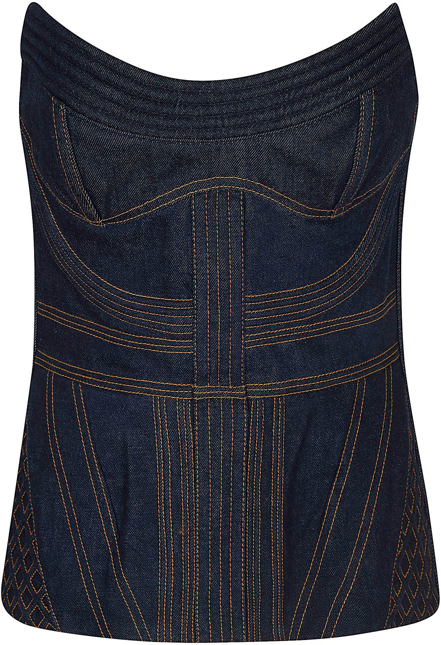 ZIMMERMANN Rebellion Corded Denim Corset Lichtblauw