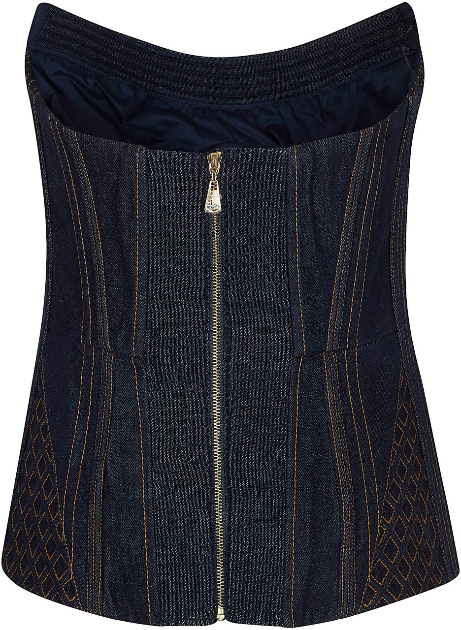 ZIMMERMANN Rebellion Corded Denim Corset Lichtblauw