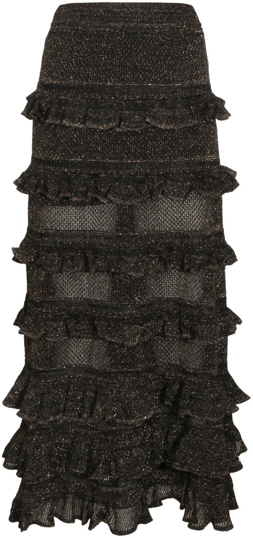 Zimmermann Metallic Black Cotton Skirt Zwart