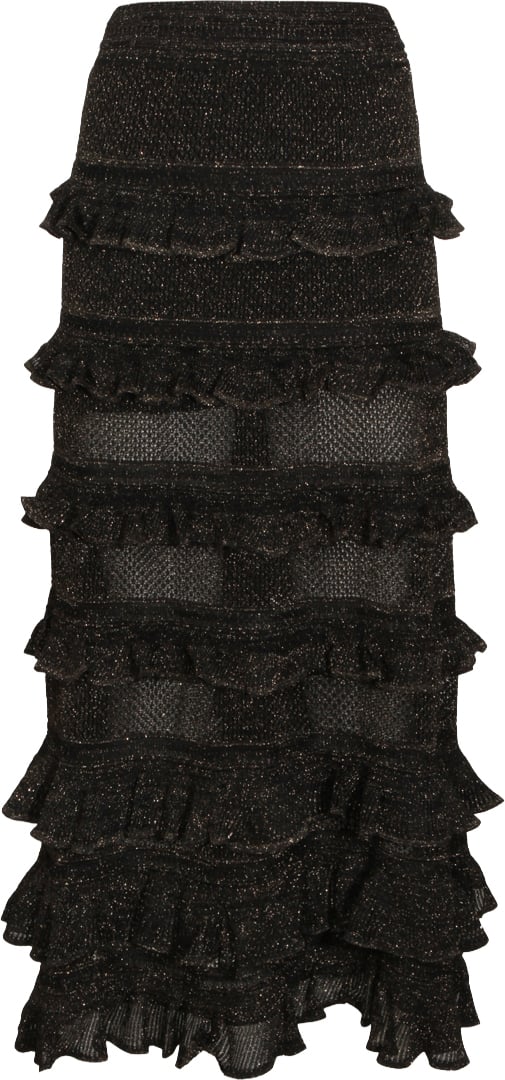 Zimmermann Metallic Black Cotton Skirt Zwart