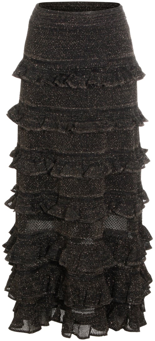 Zimmermann Metallic Black Cotton Skirt Zwart
