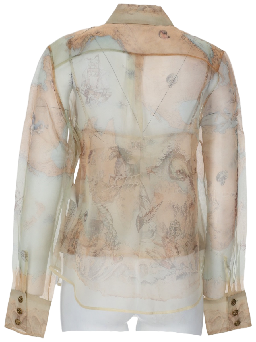 Zimmermann Sheer Lightweight Silk Shirt with Vintage-Inspired Print Neutraal