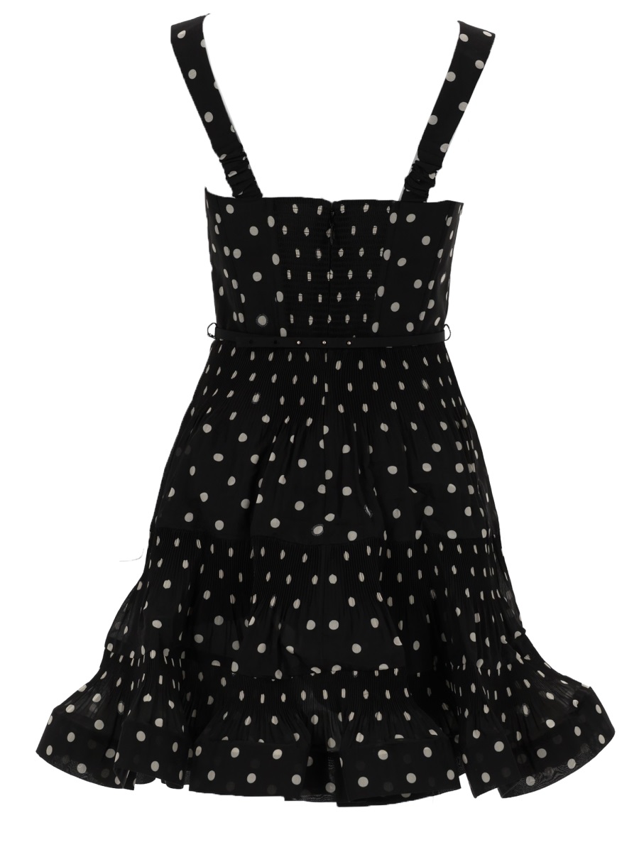 Zimmermann Polka Dot Polyester Ruffled Skirt Mini Dress Zwart