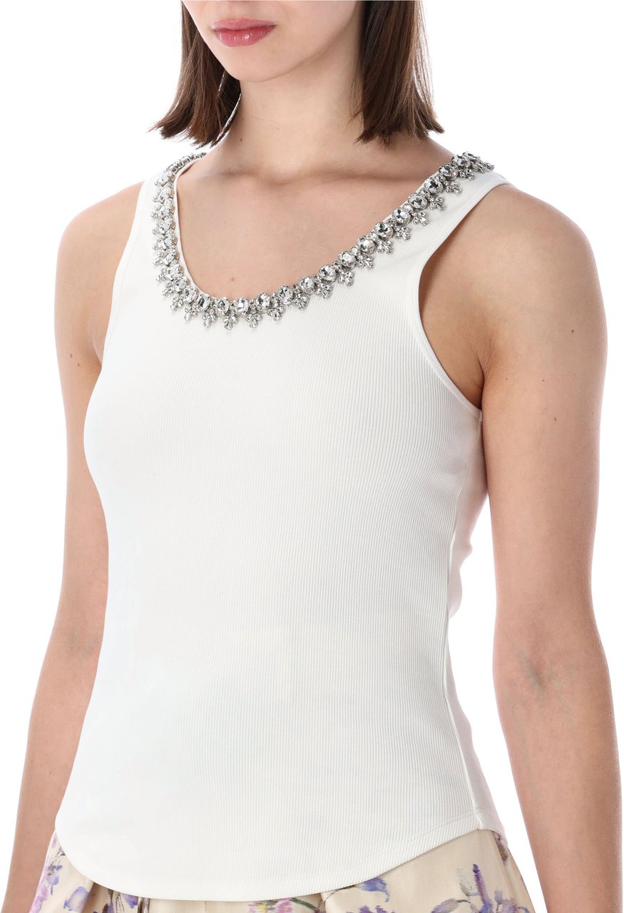 Zimmermann Strass Tank Top Bianco Wit