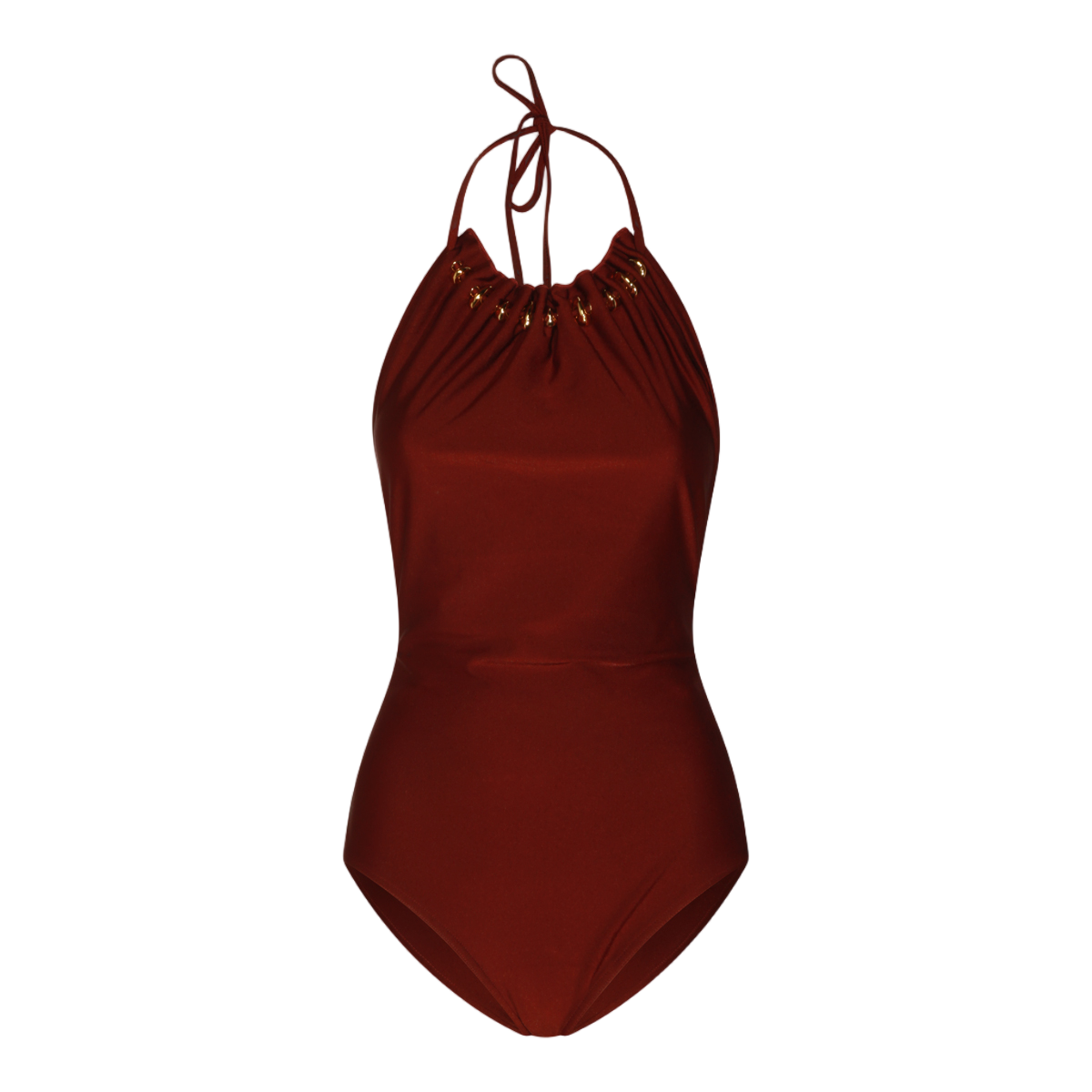 Zimmermann Halter Neck One-Piece Swimsuit with Gold Accents Rood