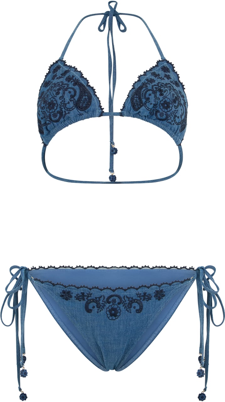 Zimmermann Two Piece Suit with Embroidery Blauw