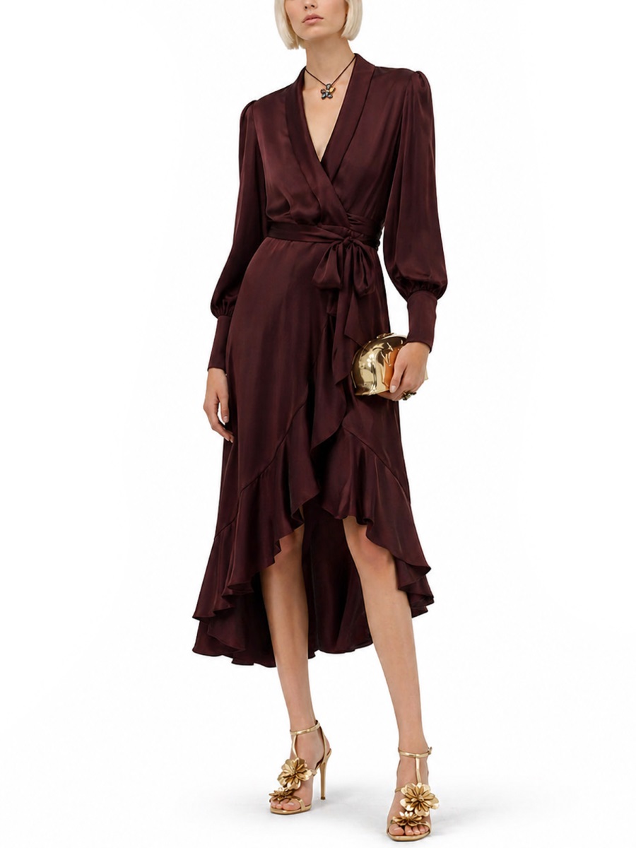 Zimmermann Silk Wrap Midi Dress Zwart