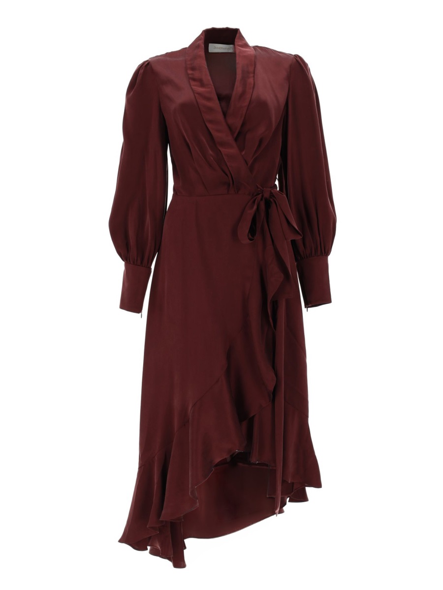 Zimmermann Silk Wrap Midi Dress Zwart