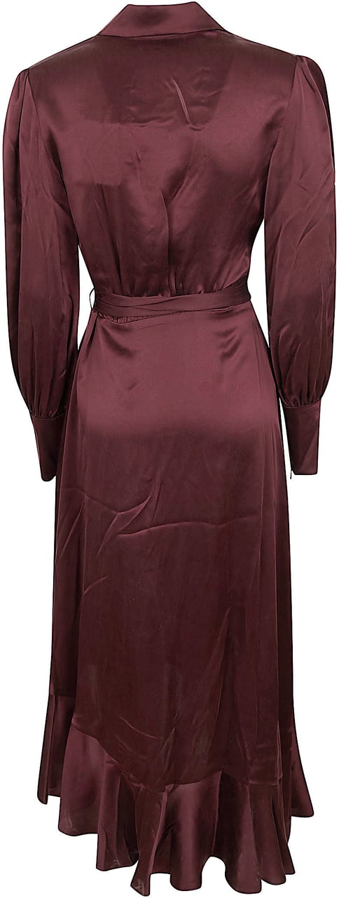 ZIMMERMANN Silk Wrap Midi Dress Maroon