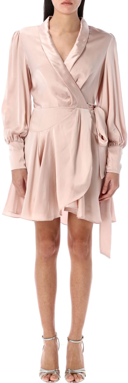 Zimmermann Wrap Silk Mini Dress Petal Roze