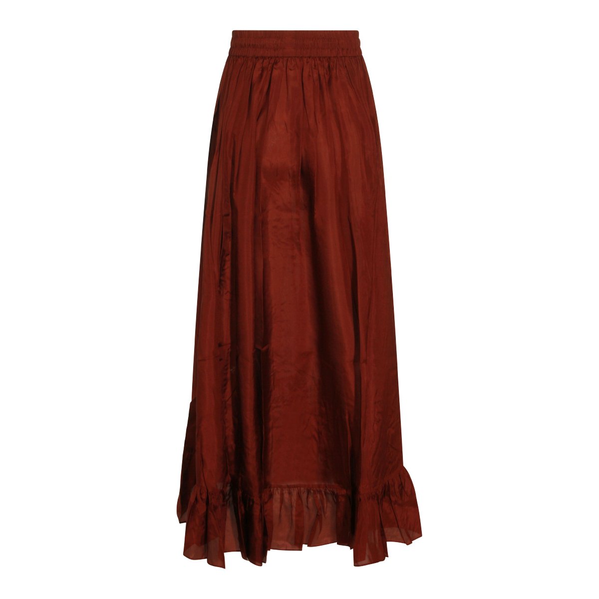 Zimmermann Maxi Red Silk Skirt With Ruffled Hem And Drawstring Waist Rood