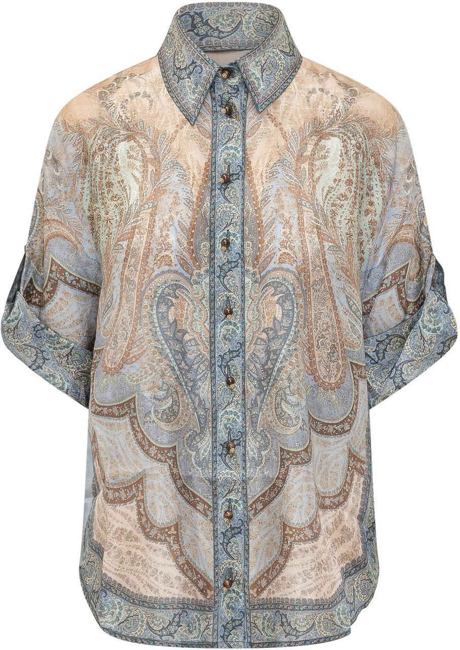 Zimmermann Camicia Over a Maniche Corte con Stampa Paisley Divers