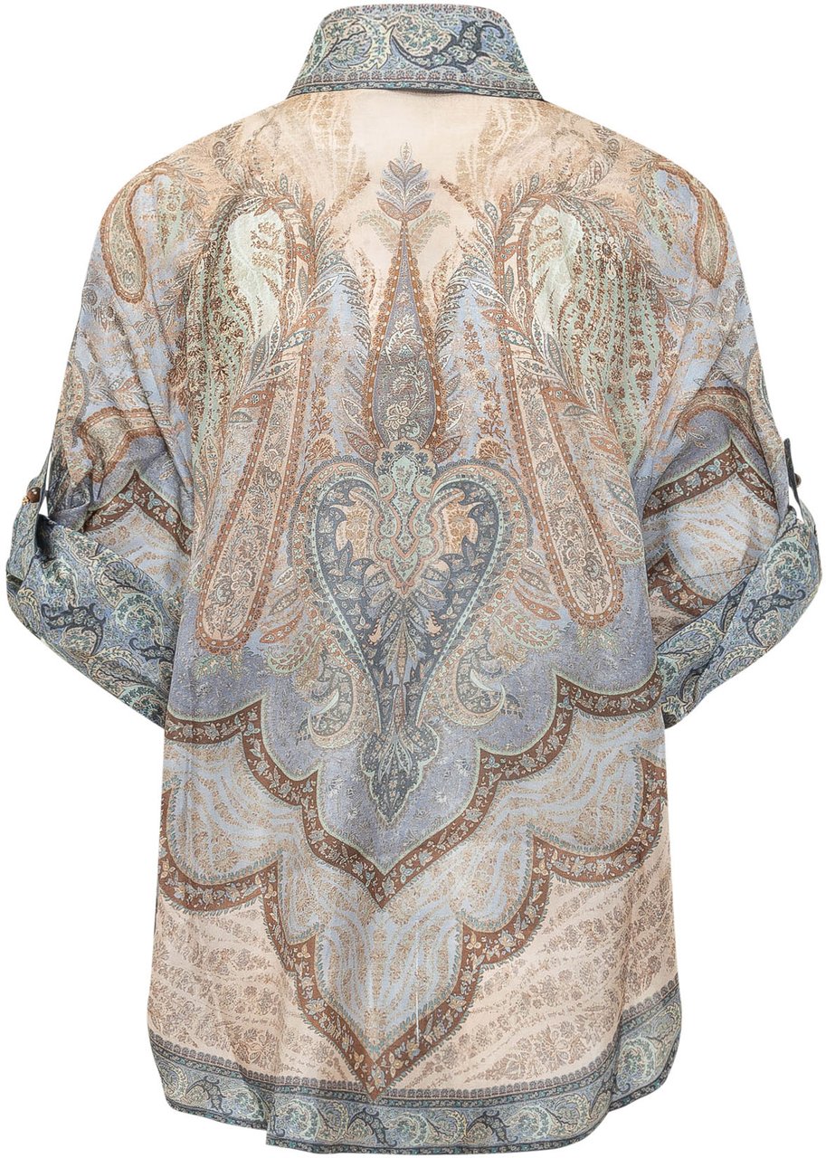 Zimmermann Camicia Over a Maniche Corte con Stampa Paisley Divers