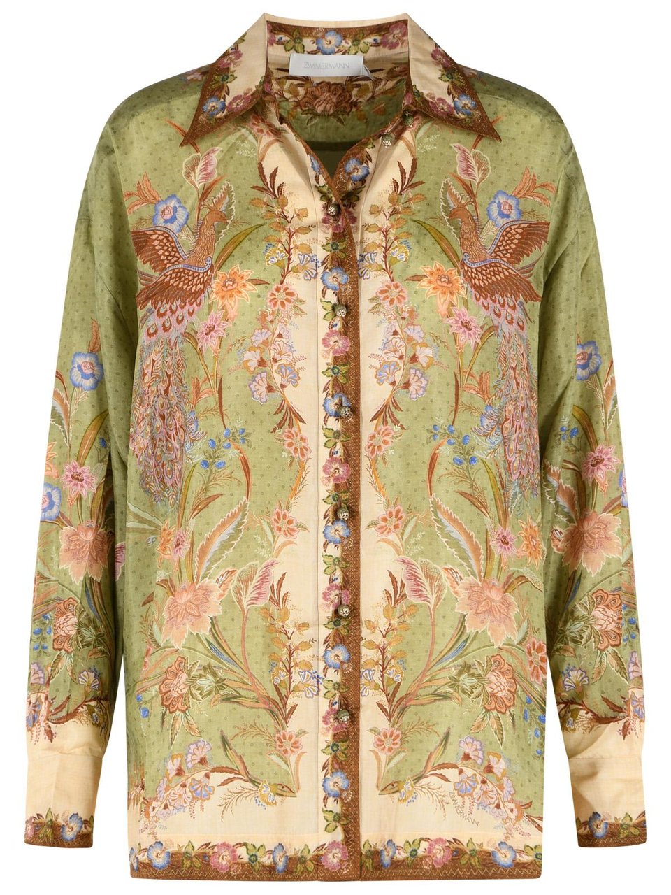 Zimmermann 'Indra' Khaki Silk Shirt Bruin