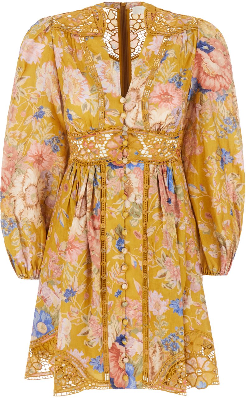 Zimmermann Zimmermann Printed linen August Plunge mini dress Divers