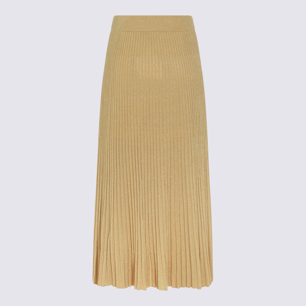 Zimmermann Midi Skirt with Ribbed Texture and Flared Hem Bruin