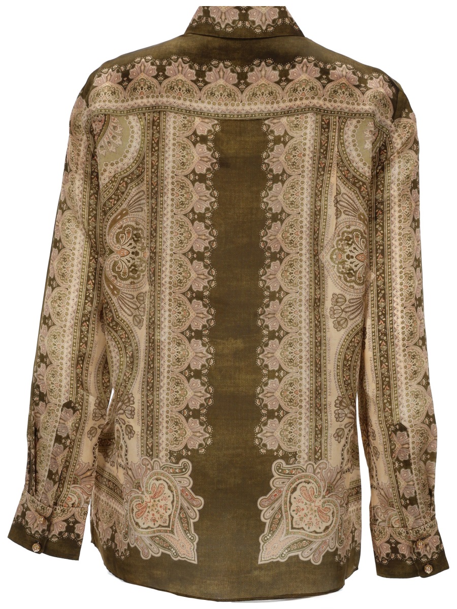 Zimmermann Luna Paisley Floral Vertical Stripes Shirt Blouse Bruin