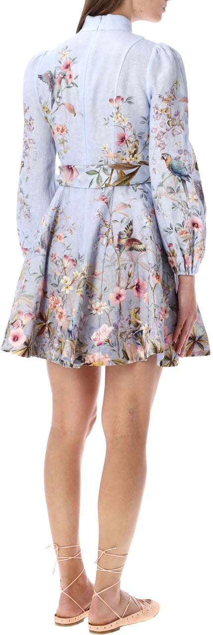 Zimmermann Zimmermann Rebellion blue floral buttoned mini dress Blauw