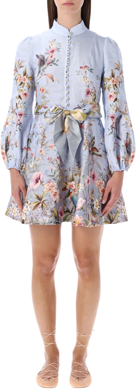 Zimmermann Zimmermann Rebellion blue floral buttoned mini dress Blauw