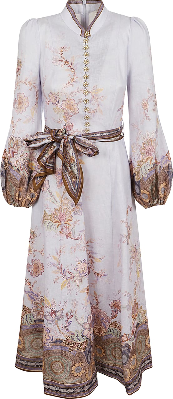 Zimmermann ZIMMERMANN Luna Button Midi Dress Lichtblauw