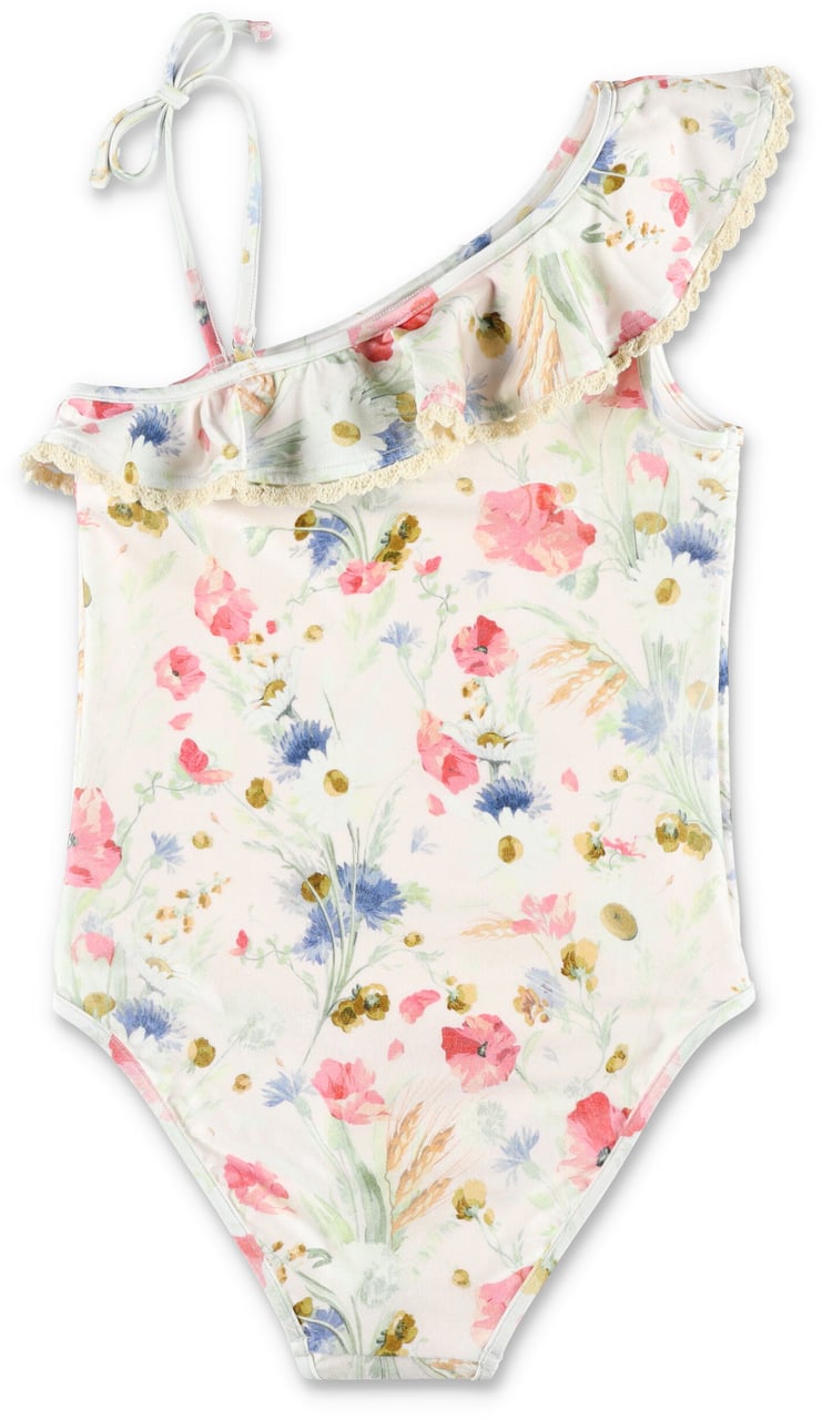 Zimmermann Lucky Frill Swimsuit Cream Floral Divers