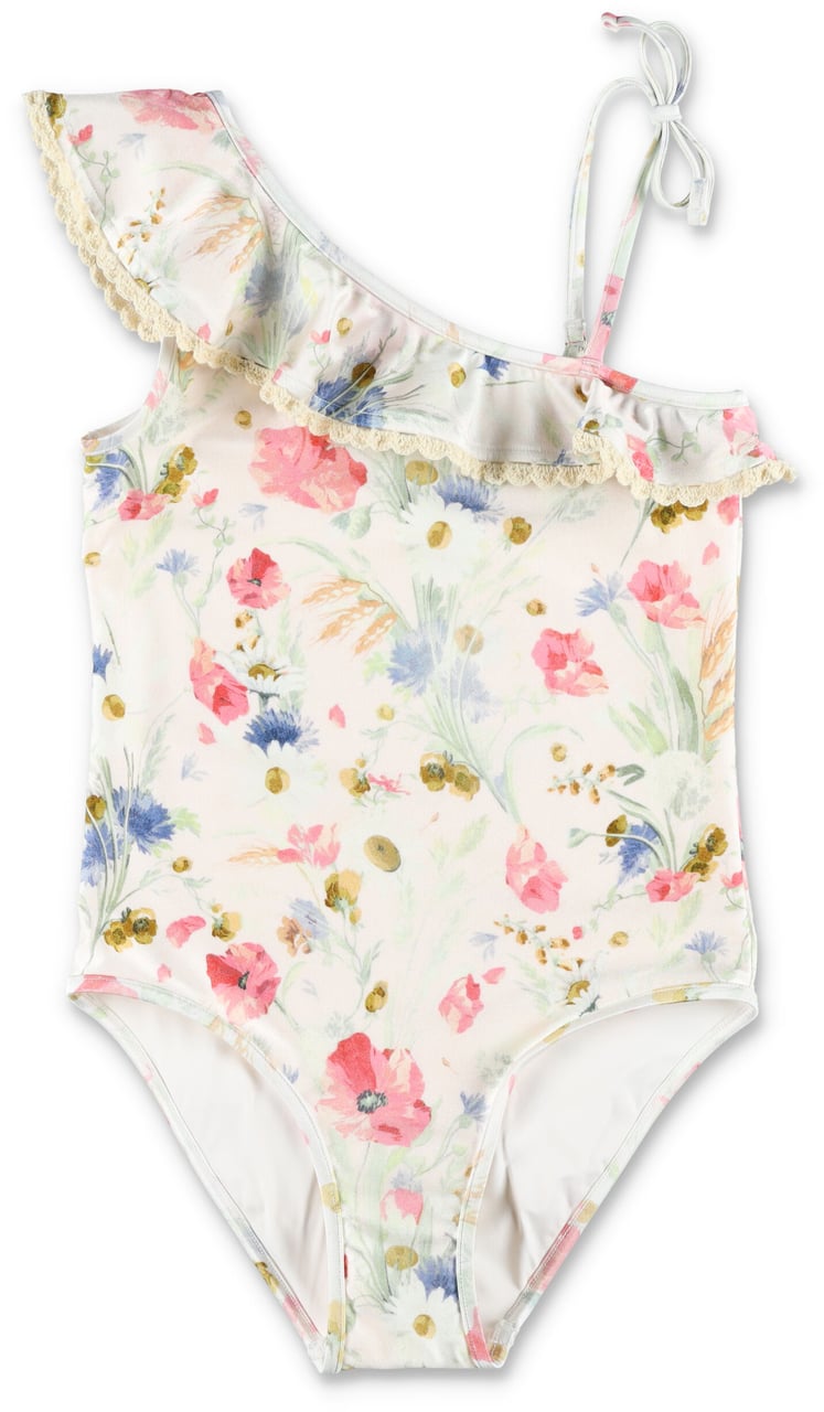 Zimmermann Lucky Frill Swimsuit Cream Floral Divers