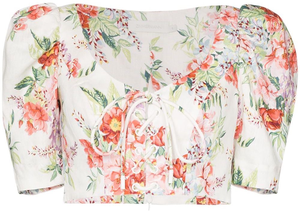 Zimmermann Bellitude Laced Crop Top Wit